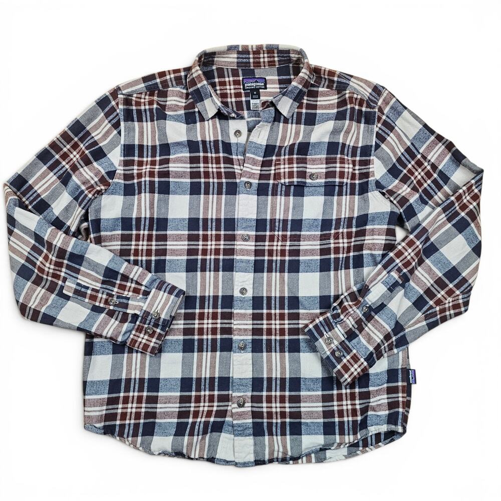 PATAGONIA Fjord Flannel Shirt Men's M Plaid Organic Cotton Outdoors Minimalist